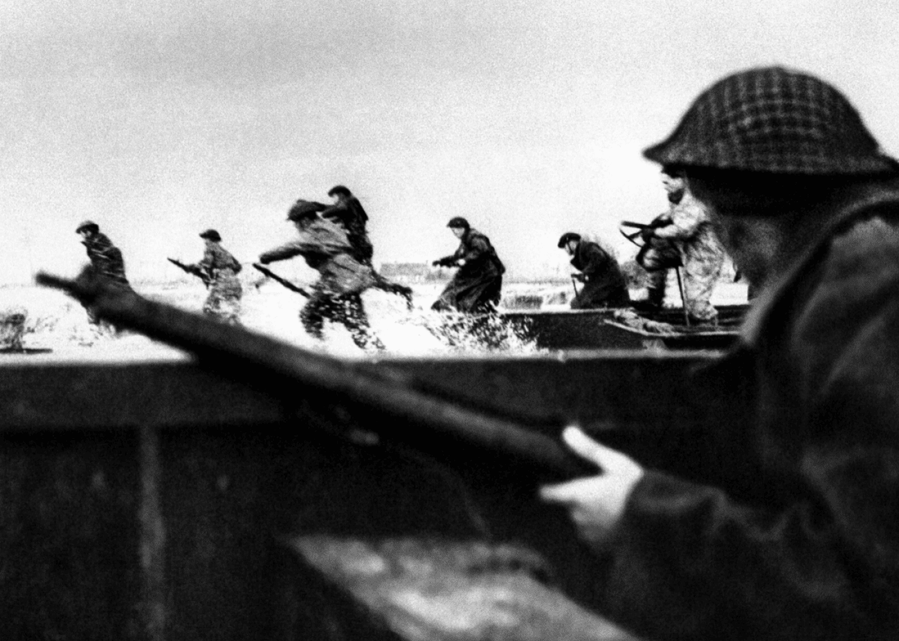 Canadian soldiers land on the beach in Normandy, France, on June 6, 1944.
