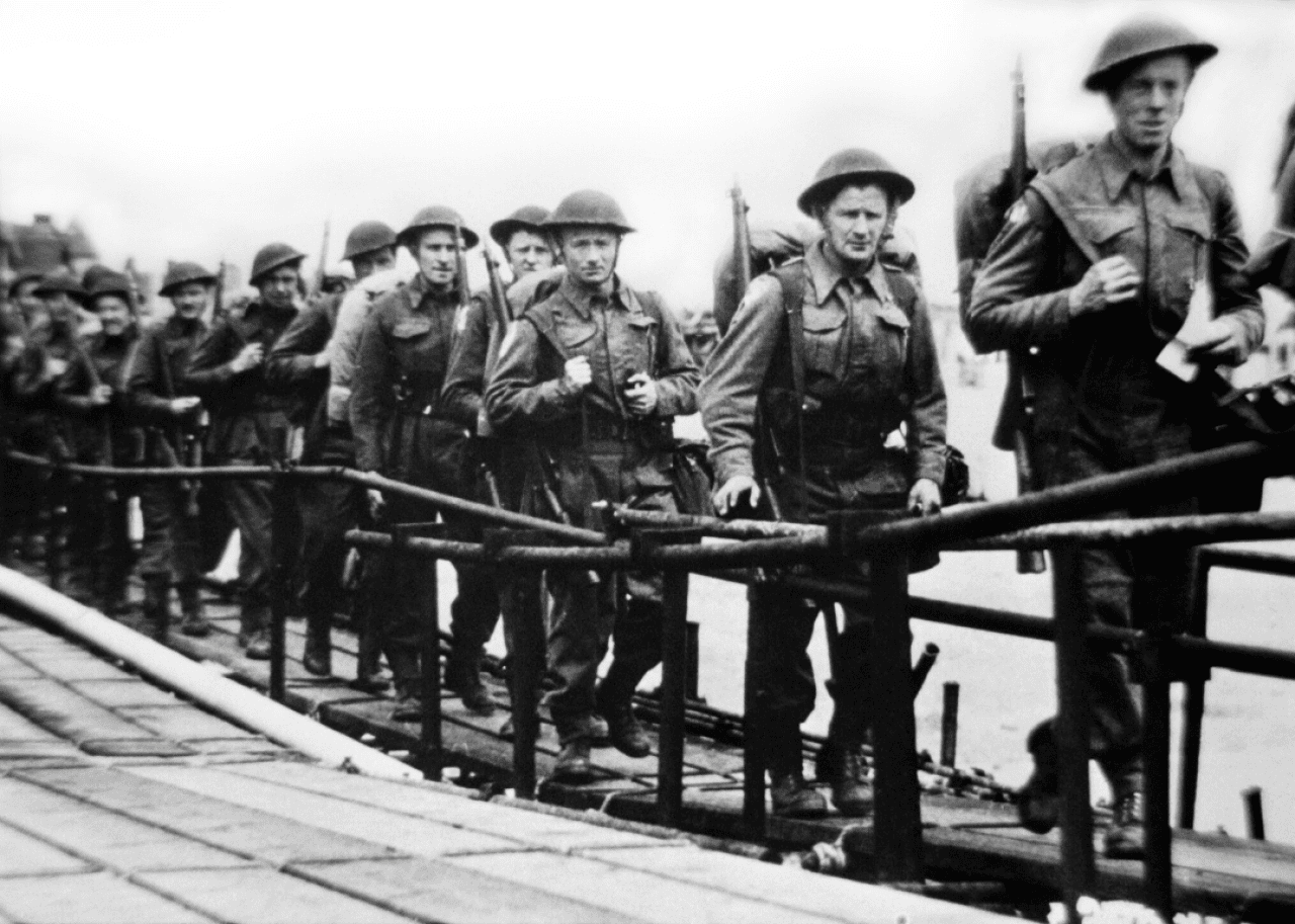 British troops embark at Southsea, Portsmouth, England, on June 5, 1944.