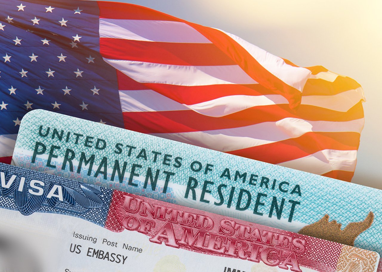 Graphic showing a visa page with the text 
